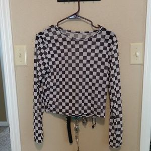 See through Checkered Crop
